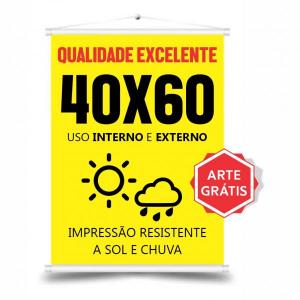 Banner Lona 40x60 - Arte Grátis - Alta Qualidade e Personalização Lona 40x60 Cm Frente Colorida / Verso Sem Impressão   