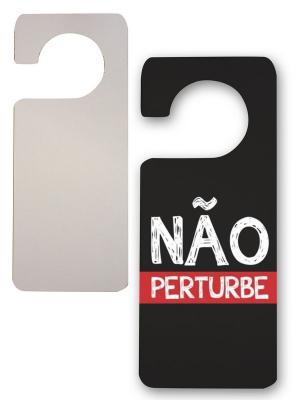 Placa Aviso Maçaneta Porta Não Perturbe PVC 1mm 17x7 cm 4x4 / Frente e Verso Adesivo Recorte Eletrônico 